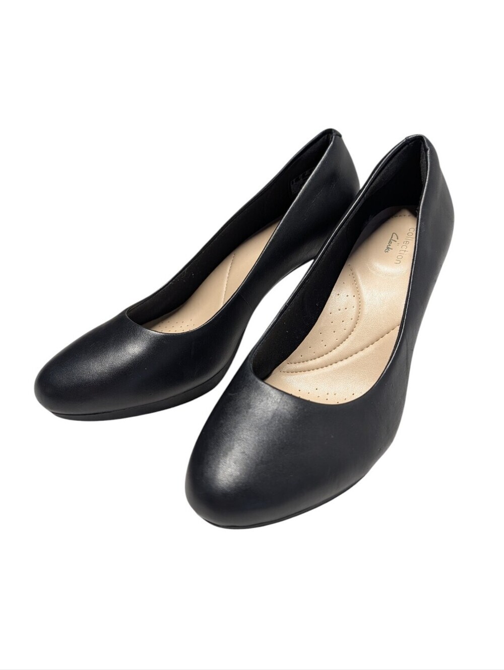 Clarks Collection Black Leather Pointed Toe Pumps Heels Women's US 8.5M